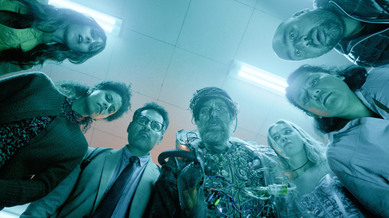 (L to R) Juno Temple, Zazie Beetz, Michael Peña, Sam Rockwell, and Haley Lu Richardson star in 'Good Luck, Have Fun, Don't Die'. Photo: Briarcliff Entertainment.