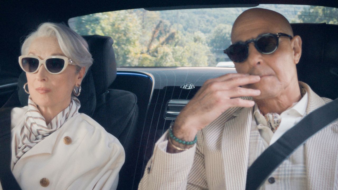 (L to R) Meryl Streep as Miranda Priestly and Stanley Tucci as Nigel Kipling in 20th Century Studios' 'The Devil Wears Prada 2'. Photo courtesy of 20th Century Studios. © 2026 20th Century Studios. All Rights Reserved.