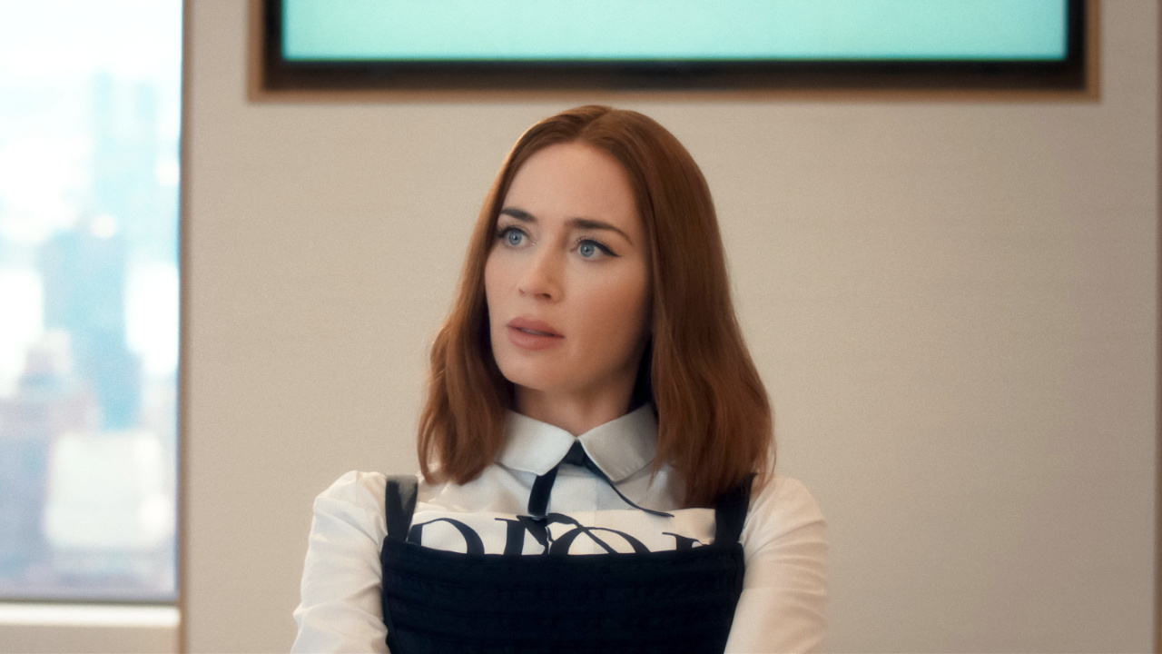 (Center) Emily Blunt as Emily Charlton in 20th Century Studios' 'The Devil Wears Prada 2'. Photo courtesy of 20th Century Studios. © 2026 20th Century Studios. All Rights Reserved.