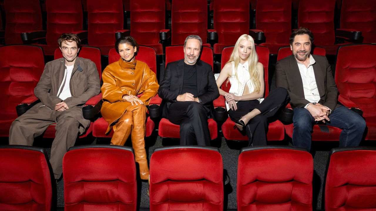 (L to R) Robert Pattinson, Zendaya, director Denis Villeneuve, Anya Taylor-Joy, and Javier Bardem at the Warner Bros. Pictures, trailer launch event of 'Dune: Part Three' at the AMC Century City 15, in Los Angeles, California, March 16, 2026.