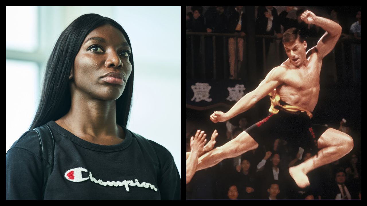 (Left) Michaela Coel in 'I May Destroy You' season 1. Photo: Natalie Seery/HBO. Copyright: HBO. (Right) Jean-Claude Van Damme in 1988's 'Bloodsport'. Photo: Cannon Films.