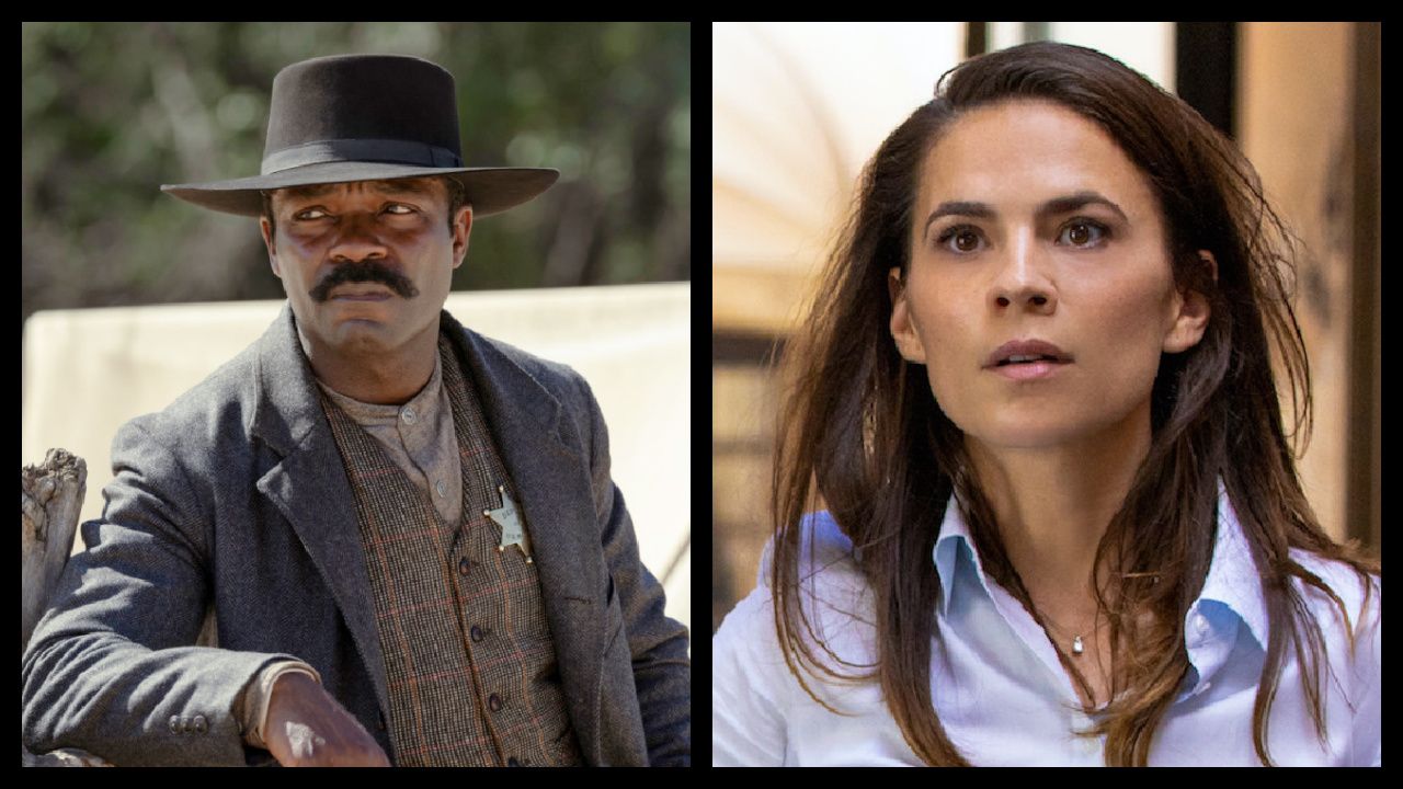 (Left) David Oyelowo as Bass Reeves in 'Lawmen: Bass Reeves' streaming on Paramount+, 2023. Photo Credit: Emerson Miller/Paramount+. (Right) Hayley Atwell in 'Mission: Impossible Dead Reckoning - Part One' from Paramount Pictures and Skydance.