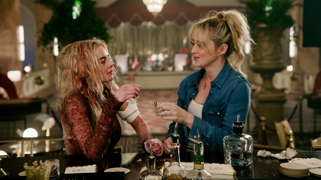 (L to R) Samara Weaving and Kathryn Newton in 'Ready Or Not 2: Here I Come'. Photo by Searchlight Pictures/Pief Weyman, Courtesy of Searchlight Pictures. © 2026 Searchlight Pictures. All Rights Reserved.