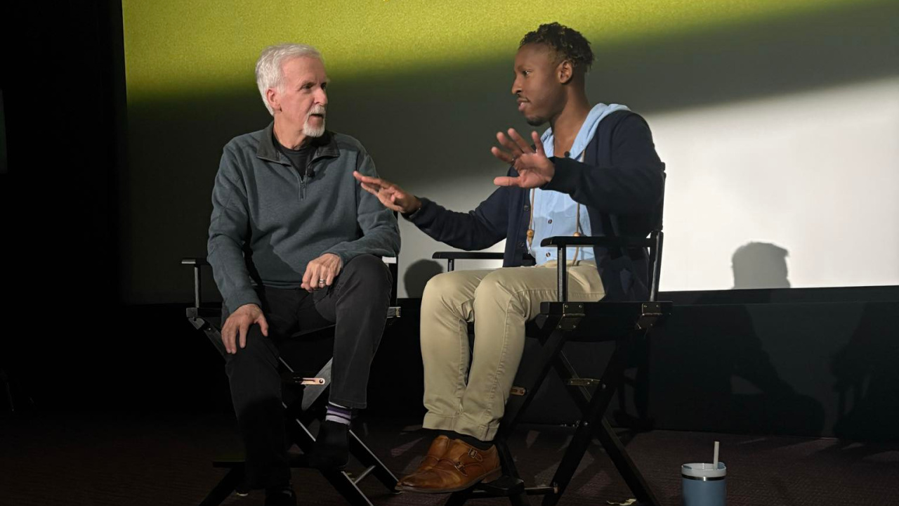 (L to R) James Cameron and Dr. Samuel Ramsey talk 'Secrets of the Bees'. Photo: Jami Philbrick.