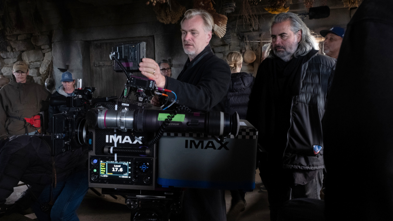 (L to R) Director Christopher Nolan with Cinematographer Hoyte van Hoytema, ASC on set of his film 'The Odyssey', written, produced, and directed by Christopher Nolan. Photo: Universal Pictures.