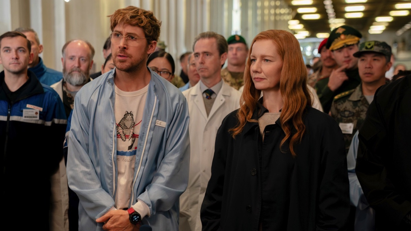 (L to R) Ryan Gosling stars as Ryland Grace and Sandra Hüller as Eva Stratt in 'Project Hail Mary', from Amazon MGM Studios. Photo credit: Jonathan Olley. © 2026 Amazon Content Services LLC. All Rights Reserved.
