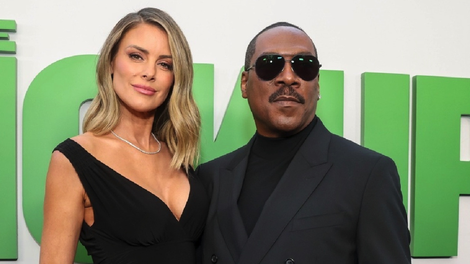 (L to R) Paige Butcher and Eddie Murphy at the premiere of 'The PIckup'. Photo: Prime Video.