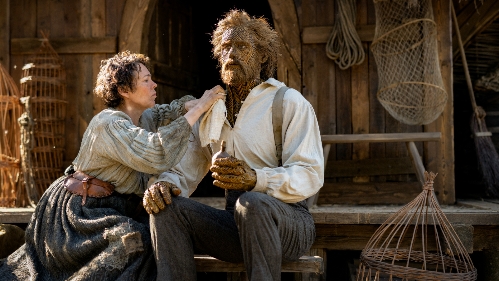 (L to R) Olivia Colman and Alexander Skarsgård appear in 'Wicker' by Eleanor Wilson and Alex Huston Fischer, an official selection of the 2026 Sundance Film Festival. Courtesy of Sundance Institute. Photo: Lol Crawley.