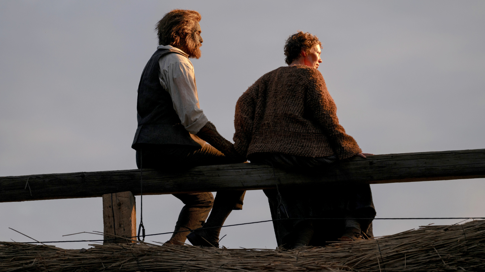 (L to R) Alexander Skarsgård and Olivia Colman appear in 'Wicker' by Eleanor Wilson and Alex Huston Fischer, an official selection of the 2026 Sundance Film Festival. Courtesy of Sundance Institute. Photo: Lol Crawley.
